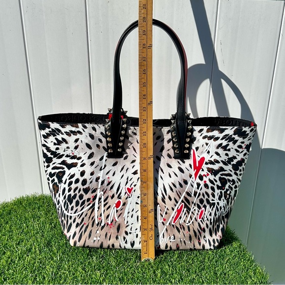 CHRISTIAN LOUBOUTIN CABATA GIGI PRINT CANVAS TOTE BAG LARGE SIGNATURE LOGO NEW - Picture 15 of 16